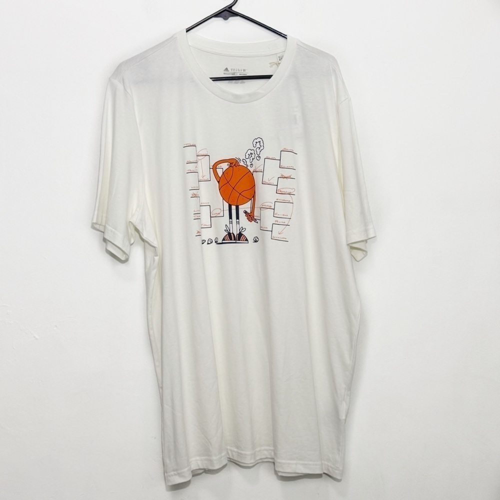 NWT Adidas Men’s Lil Stripe Basketball Game Play Cotton T-Shirt, White size XL - Picture 2 of 6